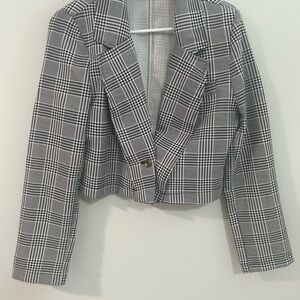 Like an Angel Black and White Cropped Blazer